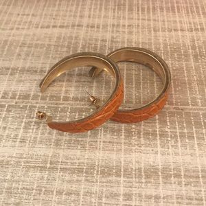 NWOT Leather Crocodile Hoop Earrings
